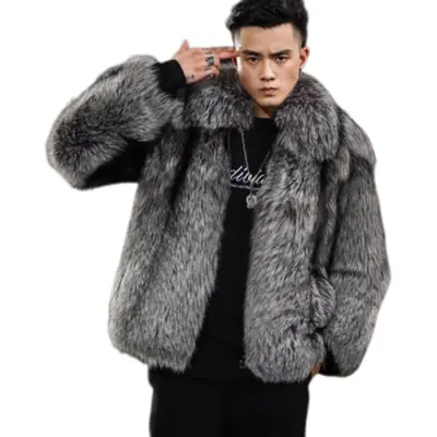 Image de Manteau Homme Fourrure Renard - Style Court & Chaud