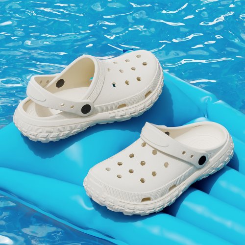 Image of Comfortable Unisex Summer Sandals with Closed Toe Design – Non-Slip Outdoor Beach Slippers for Men and Women Featuring Thick Soft Sole and Breathable Hole Pattern