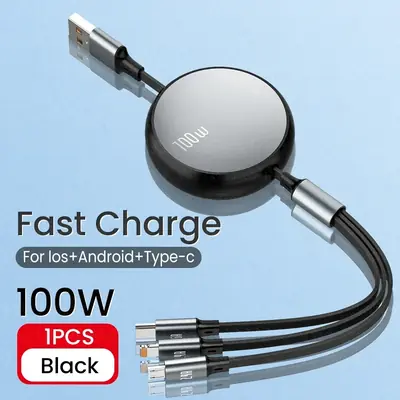 Image de Câble USB 3 en 1 Rapide 100W - Charge Ultra-Rapide