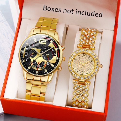 Imagen de Reloj de Pareja en Aleación con Diseño Moderno y Elegante para Amantes de la Moda
