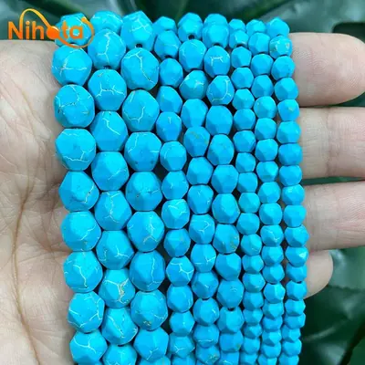 Image de Perles Naturelles Facettées - Turquoise, Œil de Tigre, Jaspe & Quartz
