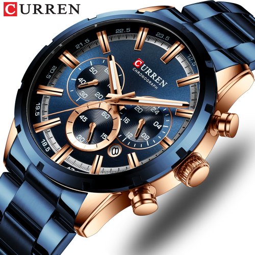 Image of CURREN Men Watch Top Brand Luxury Sports Quartz Mens Watches Full Steel Waterproof Chronograph Wristwatch Men Relogio Masculino