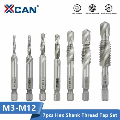 Afbeelding van XCAN Hex Shank Metrische Tap Compound Tap en Boor Spiraal Fluit HSS Draad Schroef Tap Draadsnijgereedschap M3 M4 M5 M6 M8 M10 M12