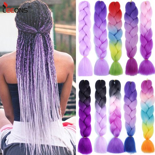 Image de Tresses Synthétiques Arc-en-Ciel - Extensions de Cheveux