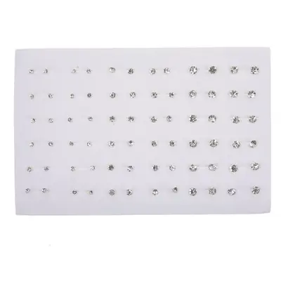 Image de 36 paires de boucles d oreilles en cristal de couleur blanche taille mixte ensemble de petites boucl...