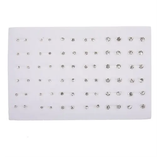 Image de 36 paires de boucles d oreilles en cristal de couleur blanche taille mixte ensemble de petites boucl...