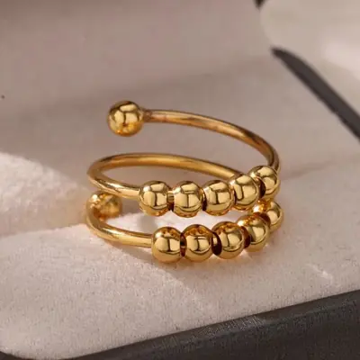 Image de Bague Géométrique Or & Zircon - Protection Mauvais Œil