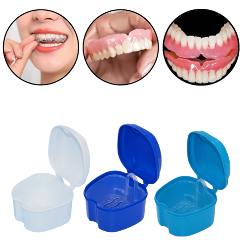 Bild von Praktische Prothesenbox mit Reinigungsset – Hygienische Lagerung und Pflege für künstliche Zähne, Zahnprothesen und Kieferorthopädische Retainer
