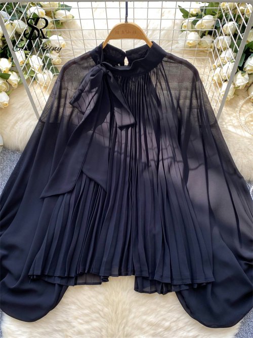 Immagine di Camicetta Donna Autunno 2025 con Stampa Leopardata e Collo con Fiocco, Maniche Lunghe, Taglio Allentato in Chiffon – Stile Coreano Elegante e Femminile