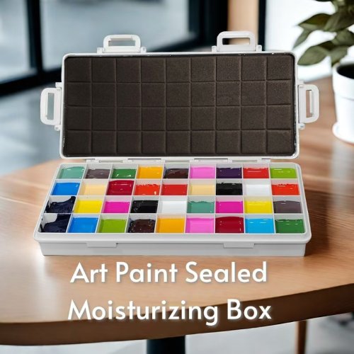 Imagen de Caja de Pintura Hidratante Sellada con Organizador de Pigmentos para Aceite, Acuarela y Acrílico - Paleta de Arte con Almacenamiento de 12, 24 o 36 Compartimentos