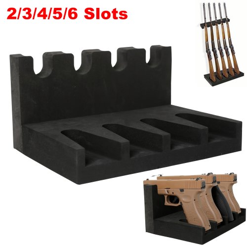 Image of Modular Wall Mount Gun Rack with 6, 5, 4, 3, or 2 Slots – Universal Pistol Display and Rest for Rifles, Shotguns, and Firearms – Secure Storage Cabinet Solution for Home or Hunting