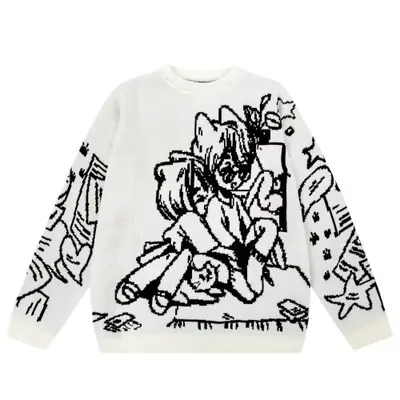 Image de Pull Vintage Y2K Streetwear - Style Goth & Dessin Animé