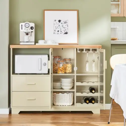 Image de Buffet avec Portes en Verre - Armoire Multifonctionnelle