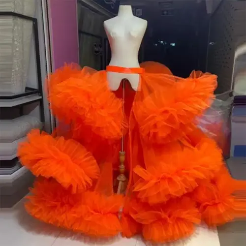 Image de Jupe Bouffante Orange à Volants - Style Fête & Anniversaire