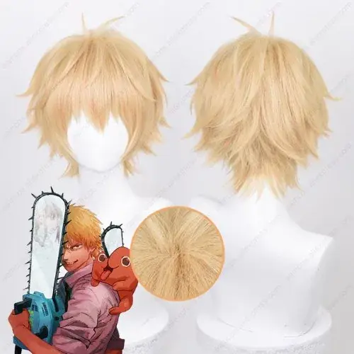 Image de Perruque Cosplay Denji - Cheveux Courts Orange Clair