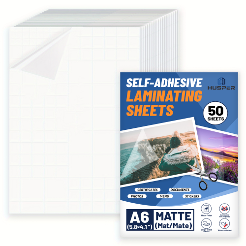 Image of 50-Pack A6 Size Matte Finish Clear Cold Laminating Film – Waterproof, Self-Adhesive Document & Photo Protection Sheets for Long-Lasting Preservation