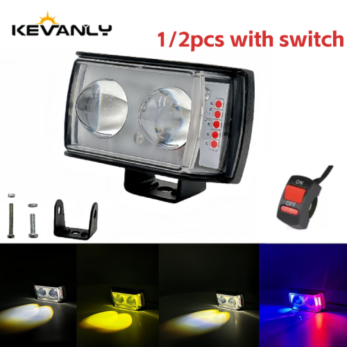 Image of Universal 4-Color LED Flashing Fog Light with Auxiliary Spotlight for Motorcycle, ATV, SUV, UTV – 12V-32V Waterproof Driving Light