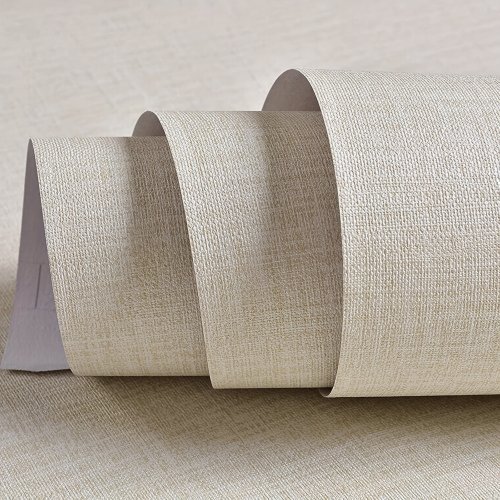 Bild von Beige Selbstklebende Tapete mit Stoffmuster – Abnehmbarer Wand-Aufkleber für Schlafzimmer, Wohnzimmer & Heimtextilien-Dekoration