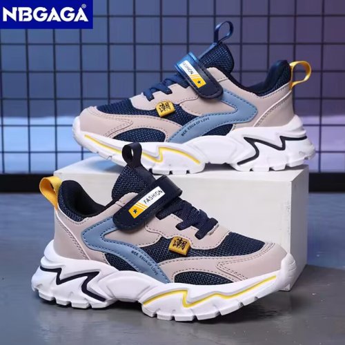 Afbeelding van Stijlvolle en Comfortabele Kinder Sportschoenen van Echt Leer met Ademend Mesh voor Jongens – Ideaal voor Wandelen, Outdoor Activiteiten en Dagelijks Gebruik