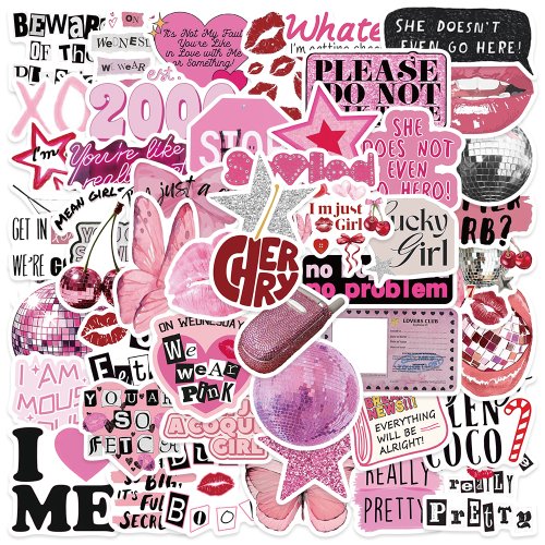 Image de Stickers Vinyle Rétro Y2K Rose pour Filles