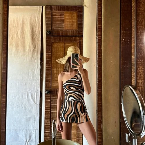 Swimwear and skirt