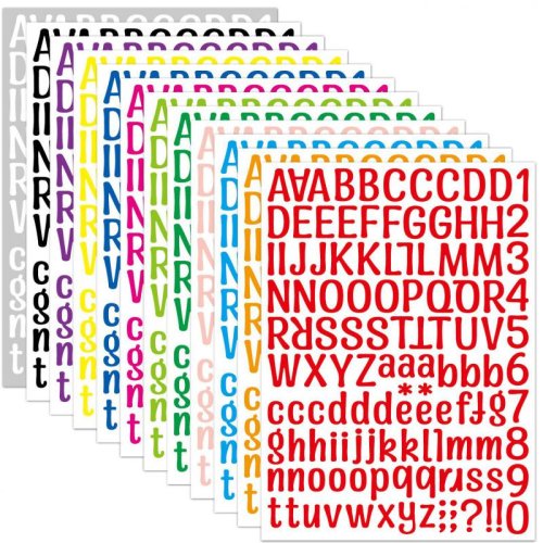 Image of Colorful Self-Adhesive Vinyl Alphabet and Number Stickers for Mailbox, Door, Business Signage, Address Labels, Cards, and Cups