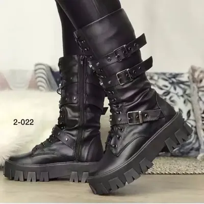 Image de Bottes Mi-Mollet Femme à Talon Mi-Haut – Style Britannique, Noir ou Blanc