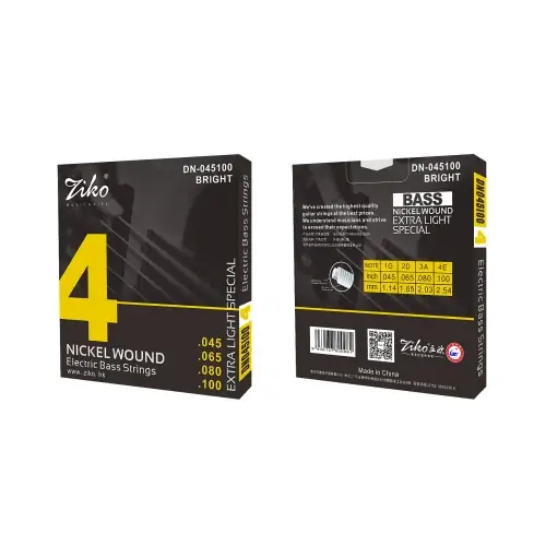 Image de Cordes de Basse Électrique Ziko - Acier au Carbone - 4/5/6 Cordes