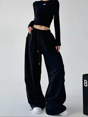 Image de Pantalon Harajuku Y2K Gris - Streetwear Baggy Taille Haute
