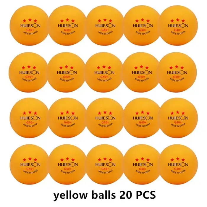 Image de Balles de Ping-Pong 3 Étoiles - Blanc & Jaune