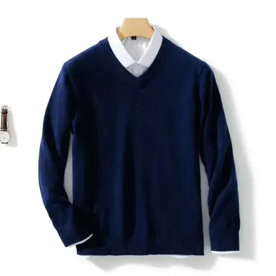 Image de Pull Cachemire Homme Col V - Chaud & Élégant