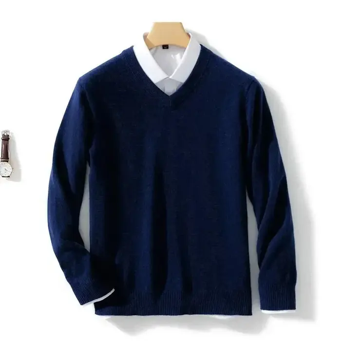 Image de Pull Cachemire Homme Col V - Chaud & Élégant