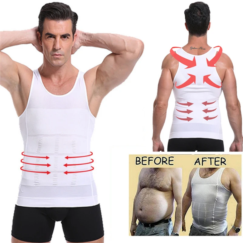 Immagine di Corsetto Dimagrante Uomo in Maglia Compressiva per Controllo Addome e Vita Sottile – Gilet Sportivo Shapewear con Effetto Cincher