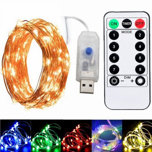Imagen de Guirnalda de Luces LED con Control Remoto de 20m y 10m, 8 Modos de Iluminación, Cadena de Luces USB para Decoración de Navidad, Año Nuevo, Bodas, Fiestas y Jardines