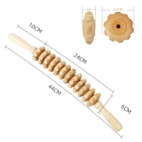 Immagine di Rullo massaggiante in legno curvo naturale per vita e coscia, rullo corpo multifunzionale per la riduzione della cellulite e la tensione muscolare