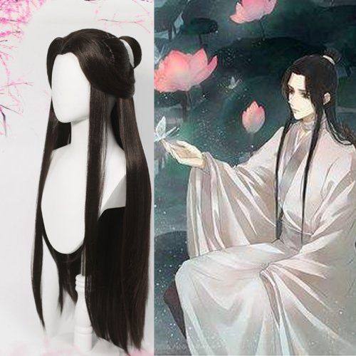 Imagen de Peluca Negra para Cosplay de Xie Lian, Inspirada en 'Tian Guan Ci Fu', Ideal para Hombres con Estilo Hanfu y Accesorios de Halloween
