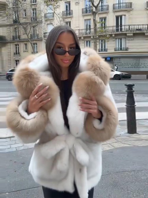 Imagen de Abrigo elegante de piel sintética para mujer, chaquetas con cuello de solapa, chaqueta con cinturón, prendas de vestir cálidas, Tops informales de invierno, moda 2025, traje con cordones