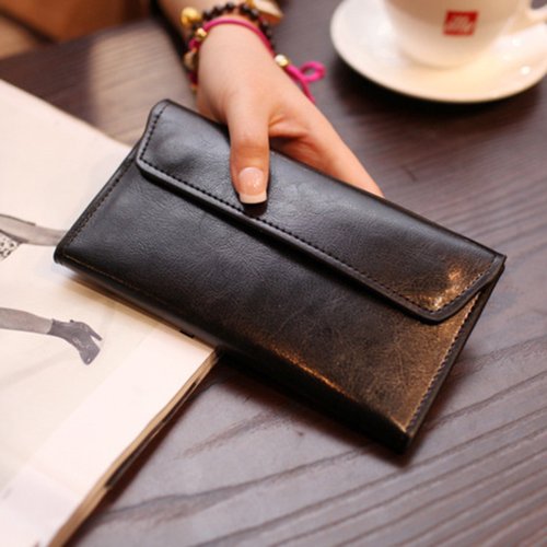 Image of Stylish Ultra-Thin Long Wallet for Women – Large Capacity, Multi-Functional Leather Handbag with Simple Design