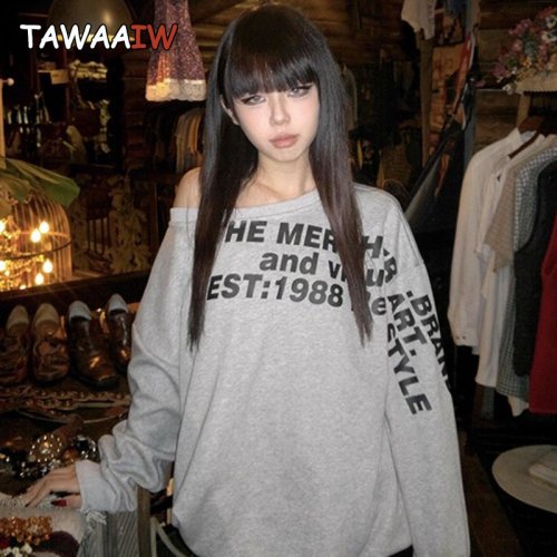 Bild von Schulterfreier Y2K Sweatshirt – Punk-Stil für Damen