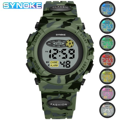 Immagine di Orologio Sportivo per Bambini Synoke con Display Digitale, Impermeabile e Colorato - Orologio Elettronico Camouflage per Ragazzi e Studenti