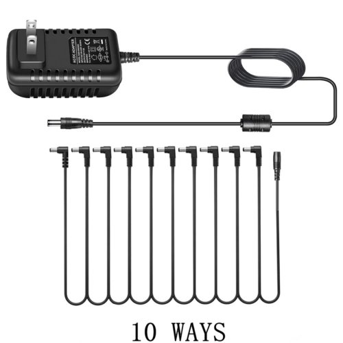 Afbeelding van Miwayer Daisy Chain Kabelset met 10-weg Voedingadapter voor Gitaar Effect Pedalen - 9V DC 1A, Versterkt & Geluidloos, Centrum Negatief