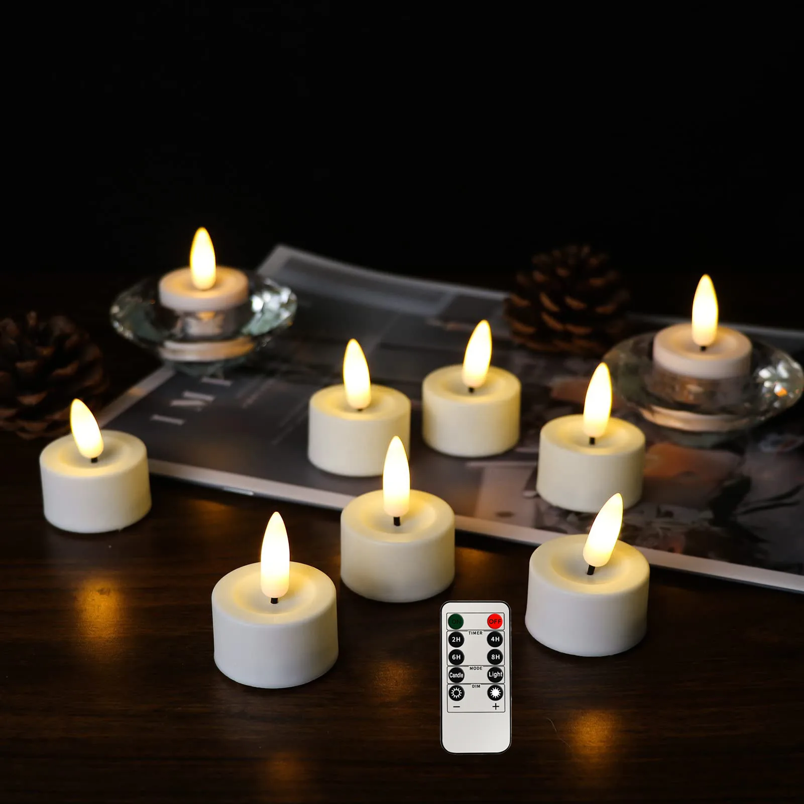 Image of Realistic Flameless LED Tea Light Candles with Remote Control – Battery Operated Votive Lights for Valentine's Day, Weddings, Christmas & Home Decor
