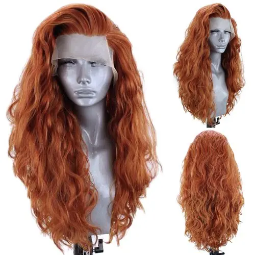 Image de Perruque Lace Front Synthétique Longue Ondulée - Sans Colle