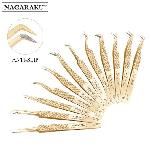 Image of Professional Precision Fiber Tip Tweezers for Natural Eyelash Extensions – Antistatic Straight Design for Flawless Application