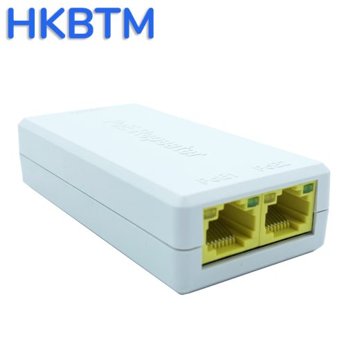 Zdjęcie HKBTM Gigabitowy 2-portowy przedłużacz POE, standard IEEE 802.3af/at PoE+, 10/100/1000 Mb/s, wzmacniacz POE 100 metrów (328 stóp), przedłużacz