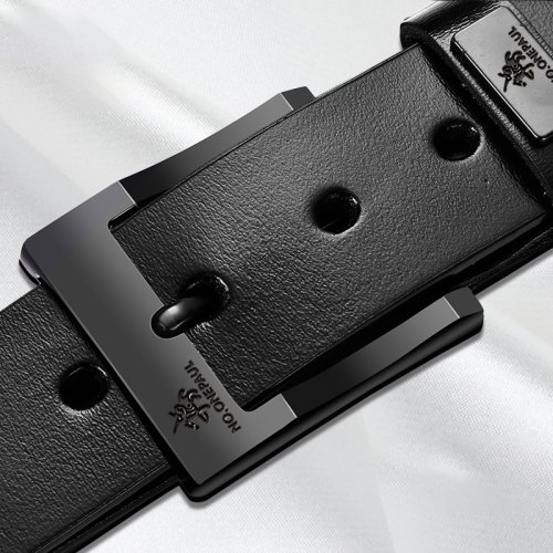 Imagen de Cinturón de Piel de Vaca Auténtica para Hombre, Diseño Moderno y Elegante con Hebilla de Alta Calidad, Estilo Vaquero y Formal, Tendencia 2025