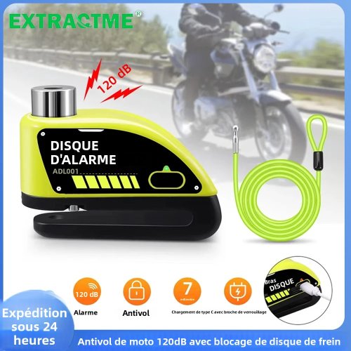 Image of Heavy-Duty Waterproof Motorcycle Disc Brake Lock with 110dB Alarm – Anti-Theft Security Wheel Padlock for Motorcycles and Scooters