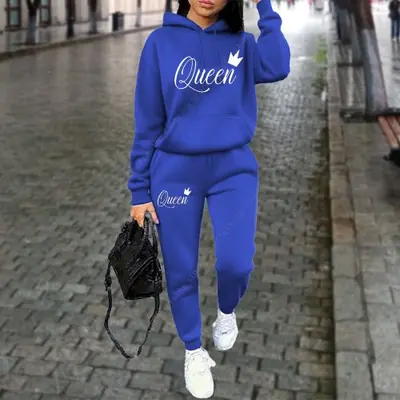 Image de Survêtement Femme Imprimé Queen Letter - Style Sportif & Chic
