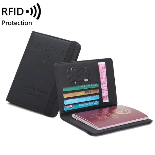 Image de Étui de voyage RFID - Porte-passeport & cartes en cuir PU