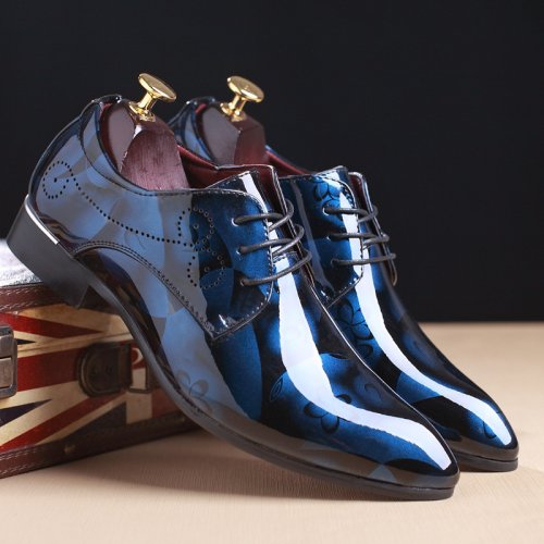 Image of Luxury Men's Oxford Shoes with Retro Floral Pattern – Elegant Lace-Up Dress Flats for Business, Parties, and Weddings
